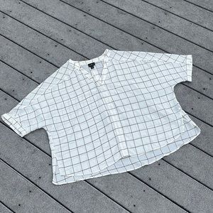 Square Patterned Button Up Blouse